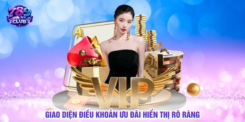Giao diện điều khoản ưu đãi hiển thị rõ ràng